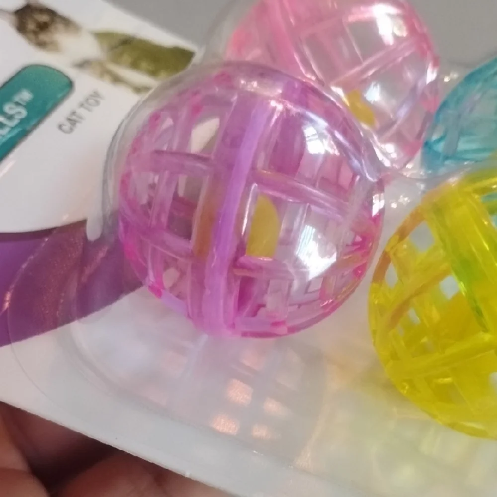 Lattice Balls Cat Toy Set - Pink, Yellow, Blue